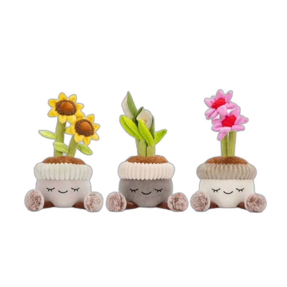 Greenhouse 12" Plush Potted Plants Flowers 3-pc Set Lily Sunflower Echinacea